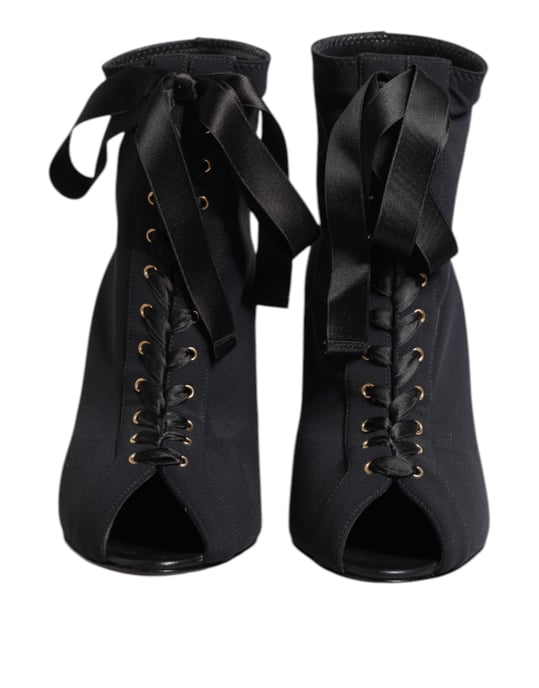 Botines de tacón con punta descubierta y cordones - Image 2