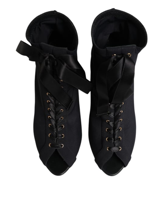 Botines de tacón con punta descubierta y cordones - Image 3