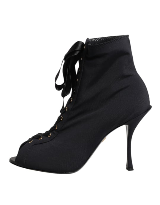 Botines de tacón con punta descubierta y cordones - Image 6