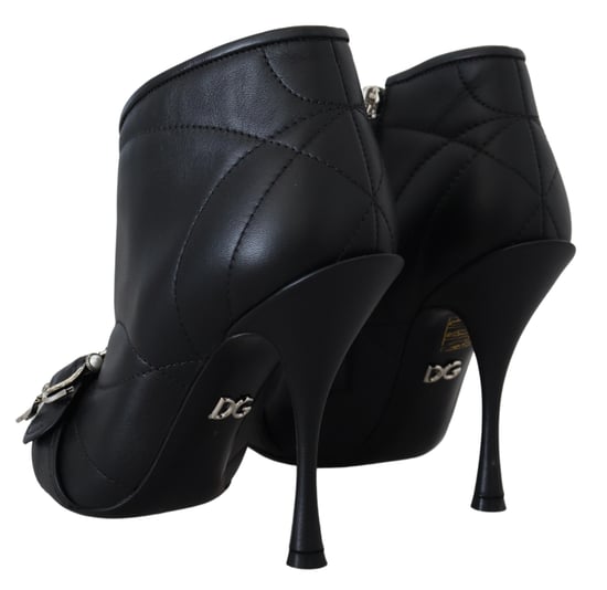 Botines de Cuero Acolchados con Hebilla Negra y Tacón Alto - Image 4