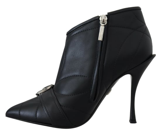 Botines de Cuero Acolchados con Hebilla Negra y Tacón Alto - Image 5