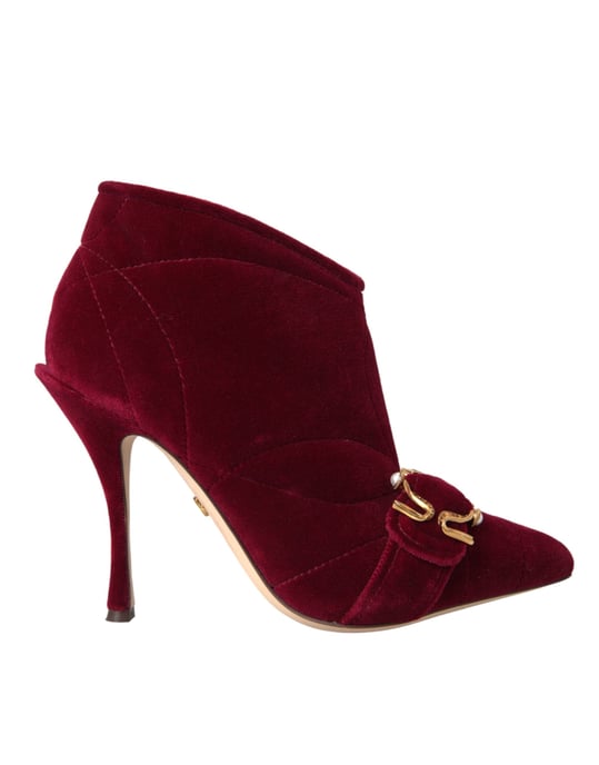 Botas de tobillo de terciopelo acolchado con tacón alto - Image 1