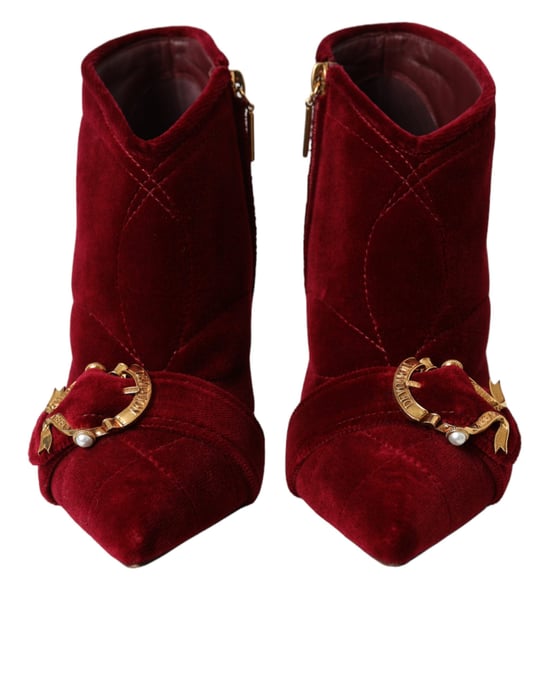 Botas de tobillo de terciopelo acolchado con tacón alto - Image 2