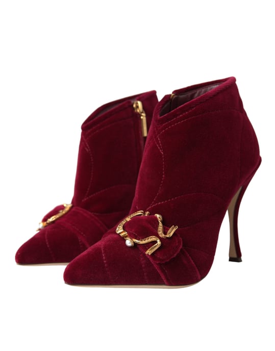 Botas de tobillo de terciopelo acolchado con tacón alto - Image 3