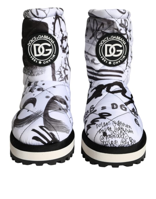 Botas Acolchadas Negro Blanco Estampado Graffiti - Image 2