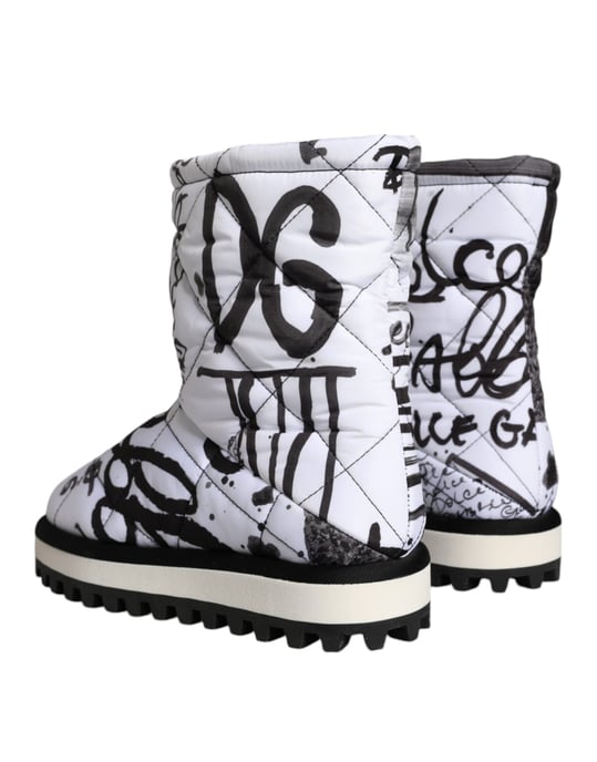 Botas Acolchadas Negro Blanco Estampado Graffiti - Image 4