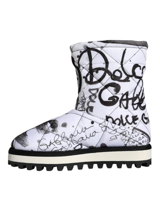 Botas Acolchadas Negro Blanco Estampado Graffiti - Image 5