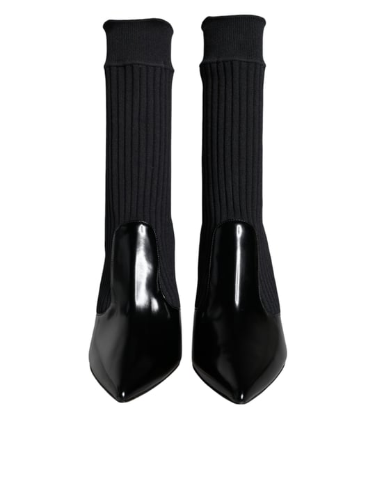 Botín Ribknit de Cuero Patente Negro - Image 2