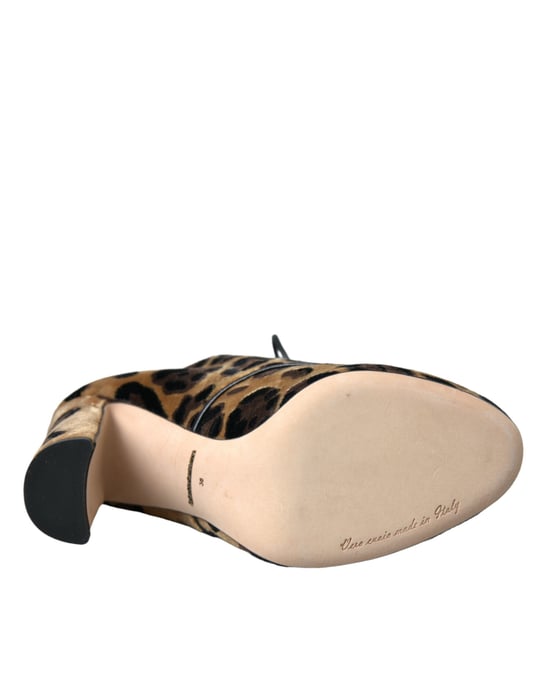 Botines de terciopelo con cordones en estampado de leopardo - Image 6