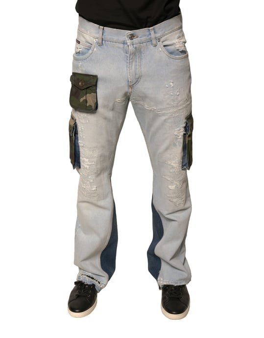 Jeans de mezclilla desgastados con estilo de bolsillo de camuflaje - Image 2