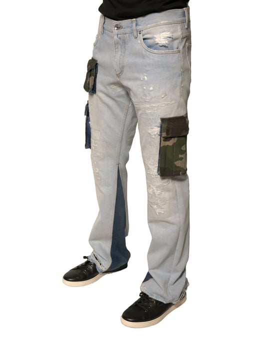 Jeans de mezclilla desgastados con estilo de bolsillo de camuflaje - Image 3