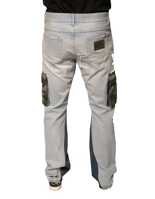 Jeans de mezclilla desgastados con estilo de bolsillo de camuflaje - Image 4