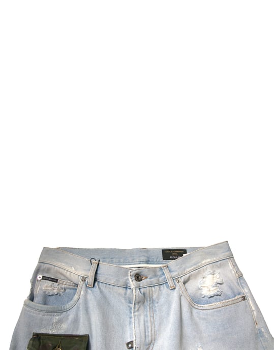 Jeans de mezclilla desgastados con estilo de bolsillo de camuflaje - Image 5