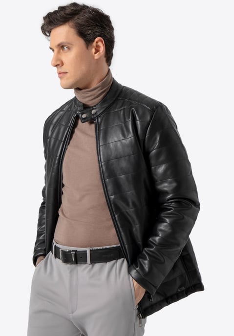 Chaqueta acolchada de cuero ecológico negro para hombre de Wittchen - Image 2