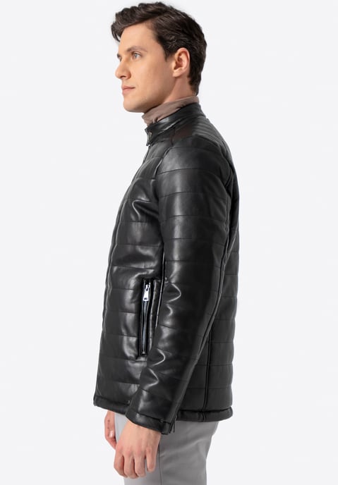 Chaqueta acolchada de cuero ecológico negro para hombre de Wittchen - Image 3