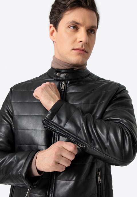Chaqueta acolchada de cuero ecológico negro para hombre de Wittchen - Image 5