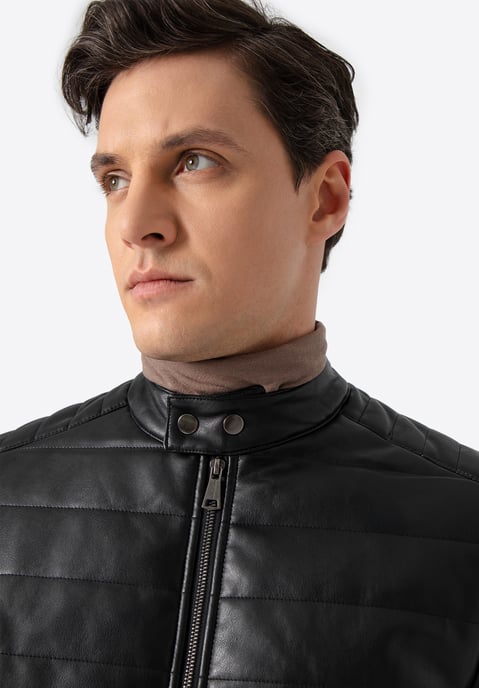 Chaqueta acolchada de cuero ecológico negro para hombre de Wittchen - Image 6