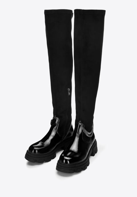 Botas altas de charol para mujer Wittchen con cadena - Image 1