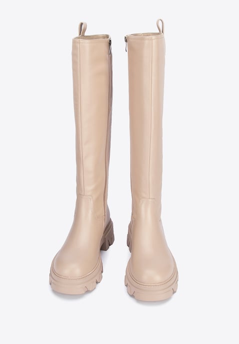 Botas de piel para mujer Wittchen con suela gruesa, color beige - Image 1