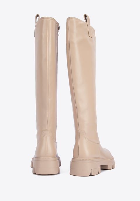 Botas de piel para mujer Wittchen con suela gruesa, color beige - Image 3