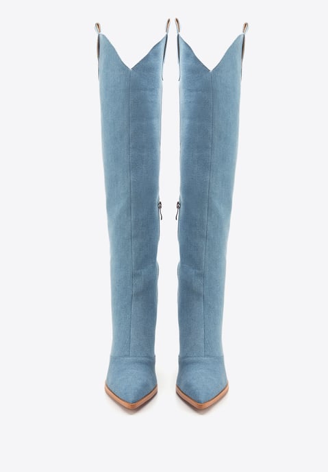 Botas vaqueras Wittchen para mujer, largas, de mezclilla azul claro - Image 2