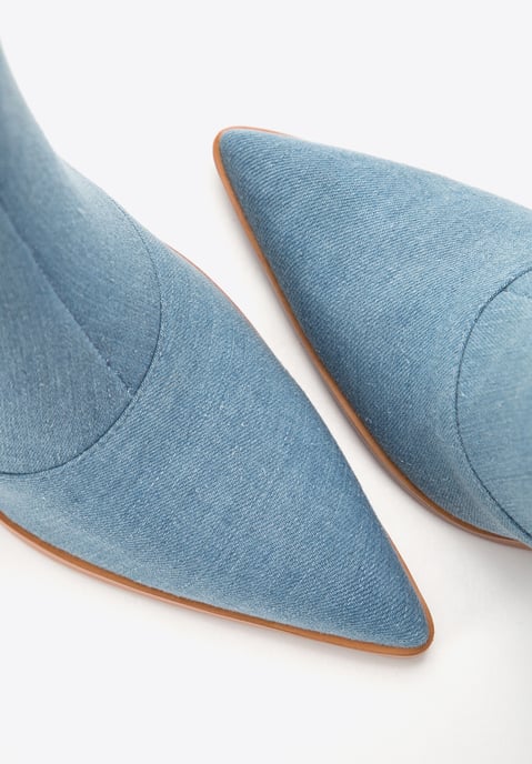 Botas vaqueras Wittchen para mujer, largas, de mezclilla azul claro - Image 5