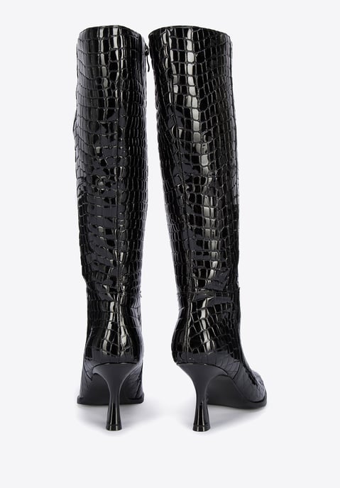 Botas de tacón alto de piel de cocodrilo para mujer de Wittchen, color negro - Image 3