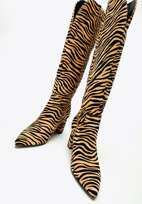 Botas de mujer Wittchen de piel con pelo en estampado animal - Image 4