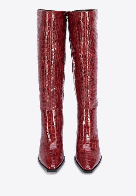 Botas de tacón alto de piel de cocodrilo para mujer de Wittchen, color burdeos - Image 2