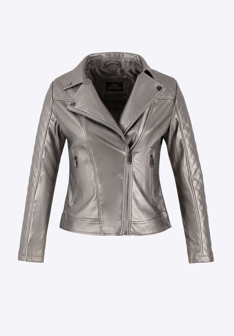 Chaqueta biker para mujer Wittchen de piel ecológica, color marrón metalizado - Image 6