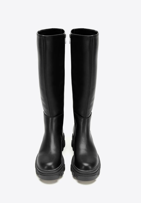 Botas de piel para mujer Wittchen con suela gruesa y cremallera, color negro - Image 2