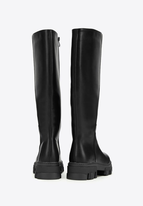 Botas de piel para mujer Wittchen con suela gruesa y cremallera, color negro - Image 3