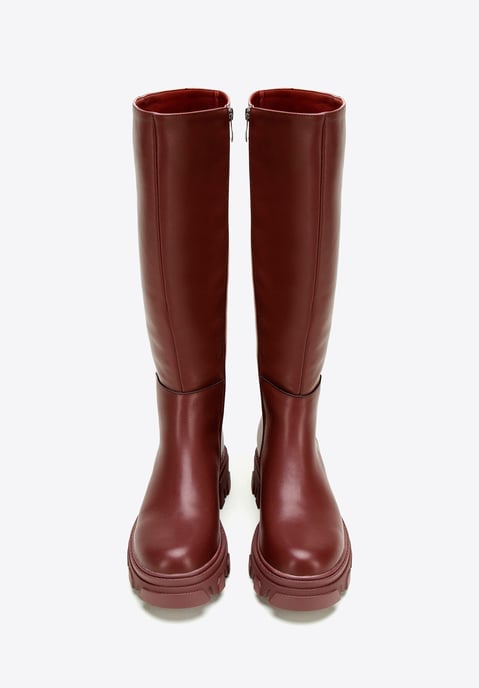 Botas de piel para mujer Wittchen con suela gruesa y cremallera, color cereza - Image 2