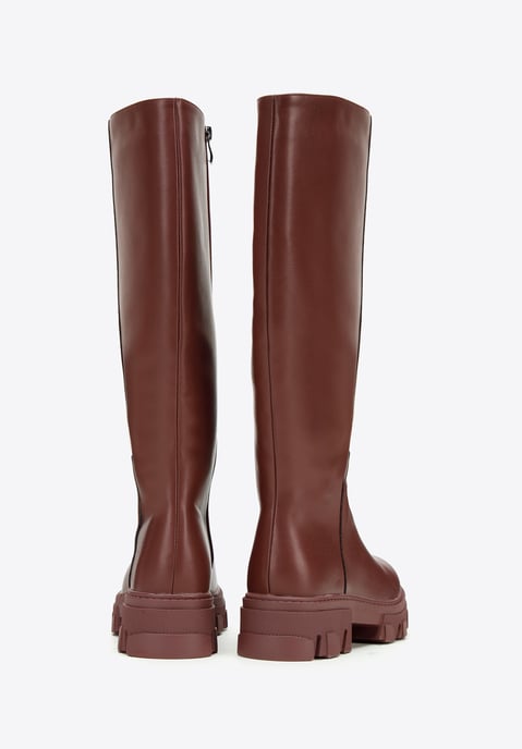 Botas de piel para mujer Wittchen con suela gruesa y cremallera, color cereza - Image 3