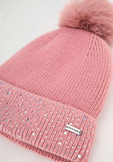 Gorro de invierno para mujer Wittchen con ribete decorado en acrílico rosa - Image 2
