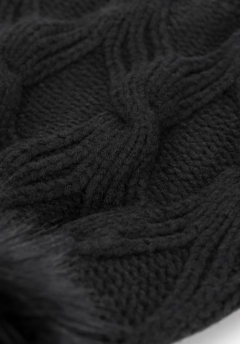 Gorro de invierno para mujer Wittchen con pompón de viscosa negra - Image 2