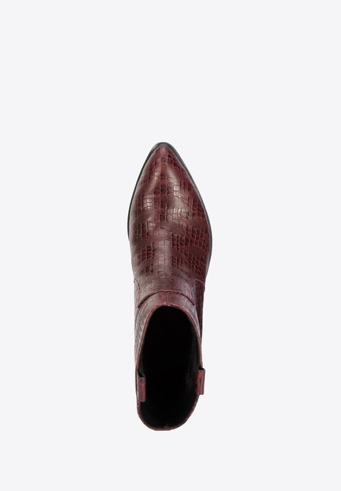 Botas vaqueras Wittchen de piel de cocodrilo para mujer, color burdeos - Image 4