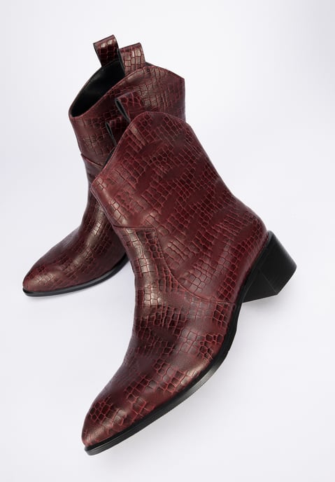 Botas vaqueras Wittchen de piel de cocodrilo para mujer, color burdeos - Image 6