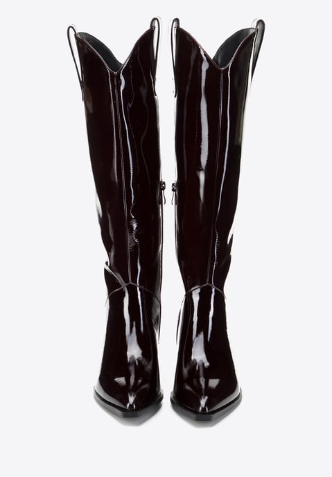Botas vaqueras Wittchen de charol para mujer altas burdeos oscuro charol - Image 2