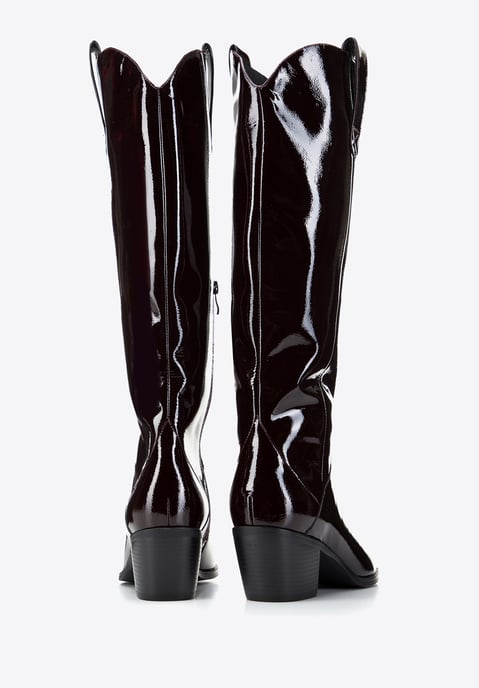 Botas vaqueras Wittchen de charol para mujer altas burdeos oscuro charol - Image 3