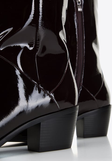 Botas vaqueras Wittchen de charol para mujer altas burdeos oscuro charol - Image 5