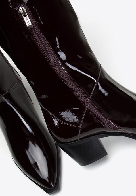 Botas vaqueras Wittchen de charol para mujer altas burdeos oscuro charol - Image 6