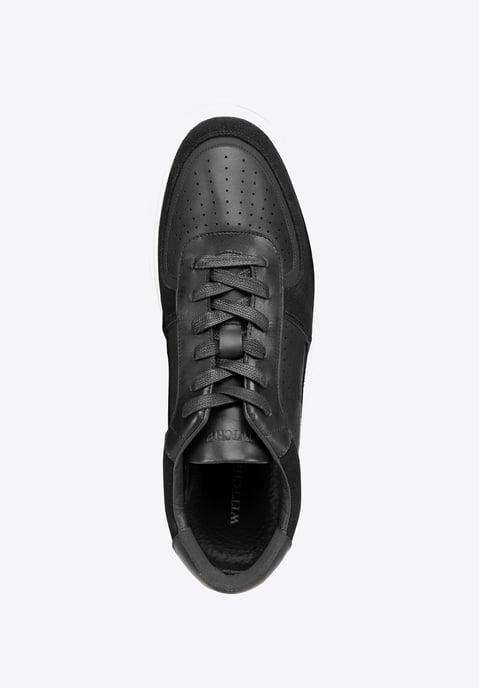 Zapatillas Wittchen de piel para hombre con perforaciones, color negro - Image 4