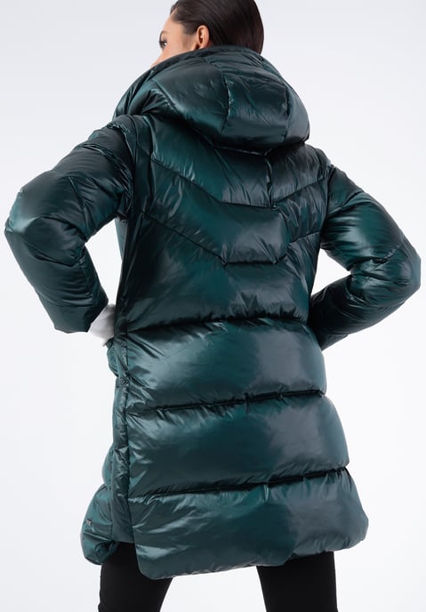 Abrigo de plumón con capucha de nailon verde para mujer de Wittchen - Image 3