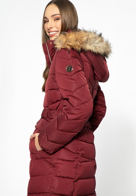Abrigo acolchado de mujer Wittchen con cinturón Rojo oscuro Rojo oscuro - Image 3