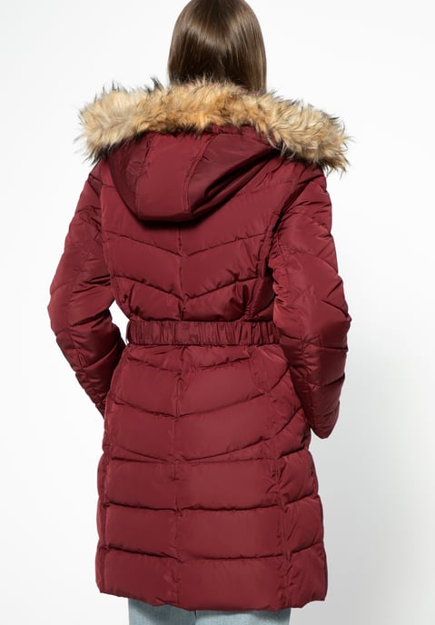 Abrigo acolchado de mujer Wittchen con cinturón Rojo oscuro Rojo oscuro - Image 4