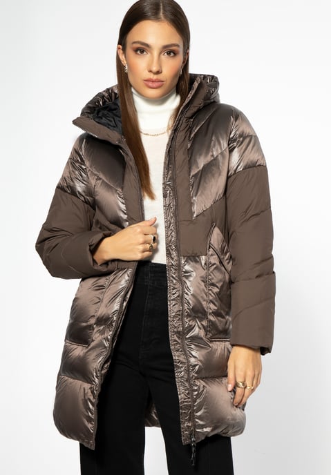 Abrigo de plumas con capucha para mujer Wittchen, beige - Image 1