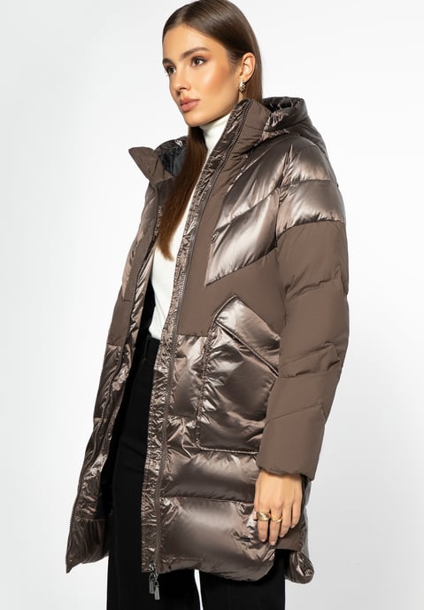 Abrigo de plumas con capucha para mujer Wittchen, beige - Image 2