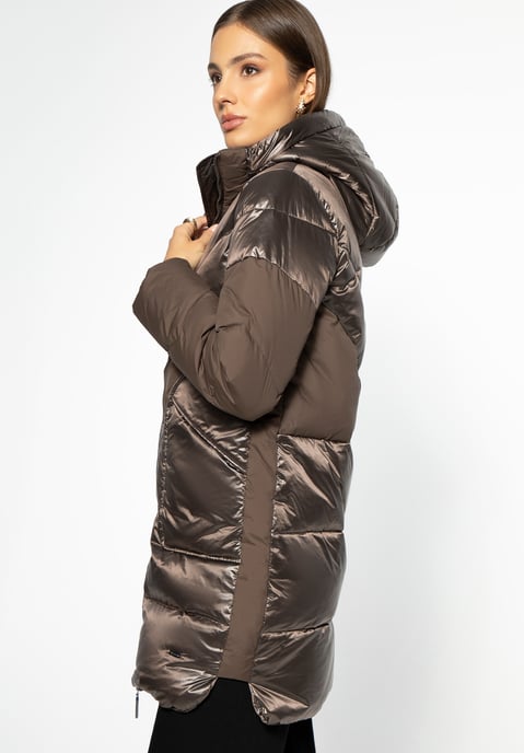 Abrigo de plumas con capucha para mujer Wittchen, beige - Image 3
