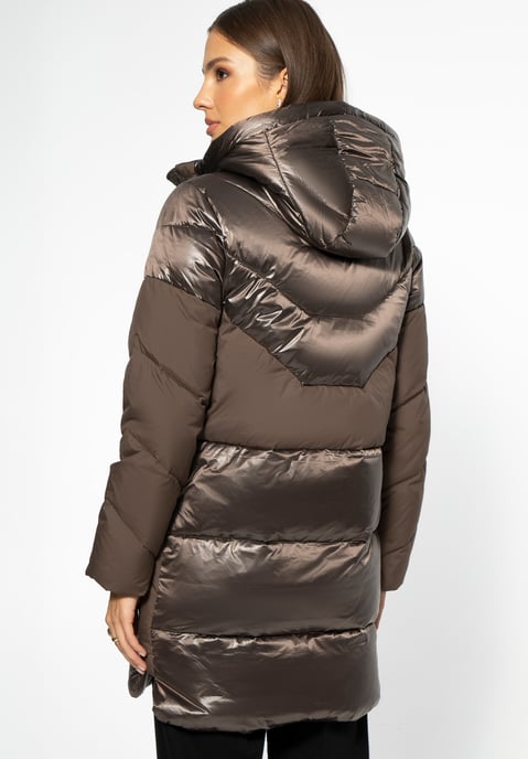 Abrigo de plumas con capucha para mujer Wittchen, beige - Image 4